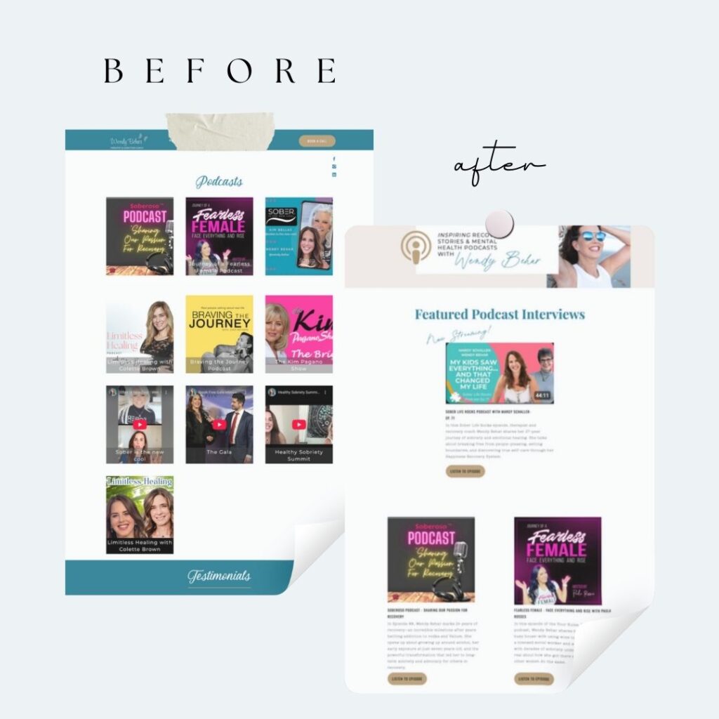 podcast add-on showit website page